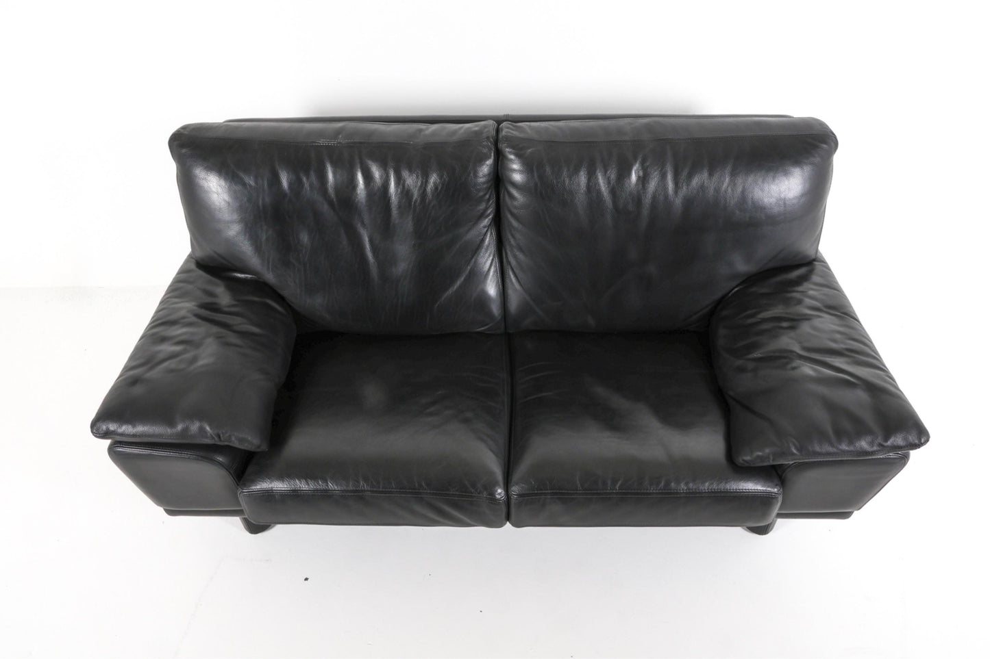 Black Leather Sofa Couch Postmodern Black Vintage Leather Postmodern Living Room Set Black Leather Sofa style of Roche Bobois Black Leather