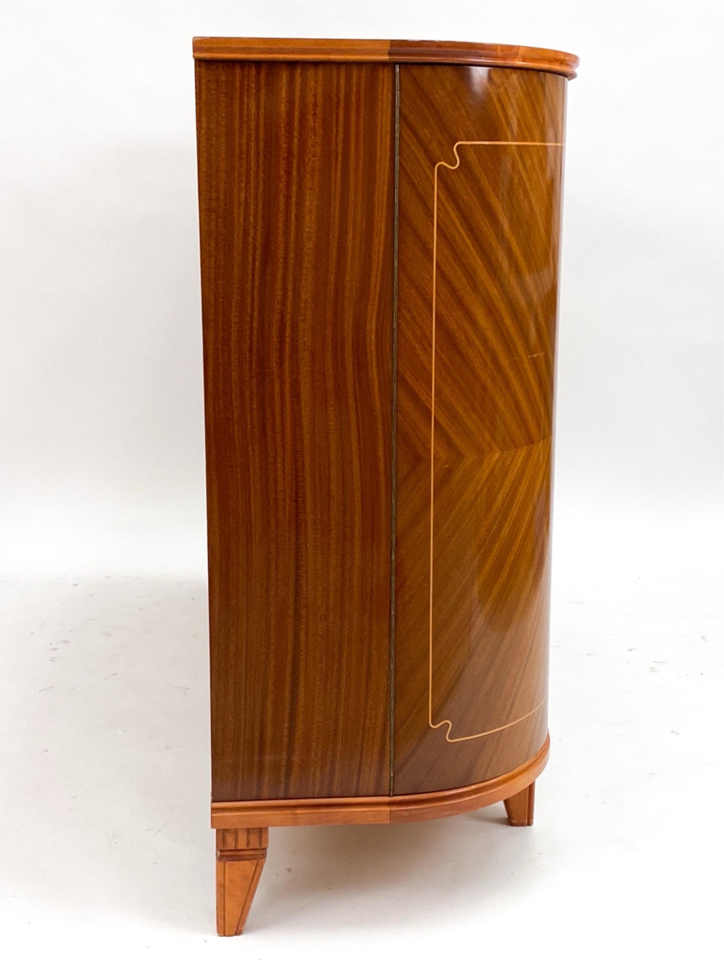 Swedish Sideboard with Inlaid Marquetry Circa 1950 Demilune Credenza