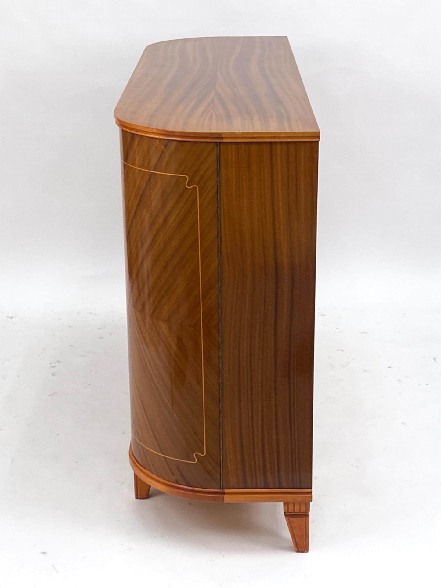 Swedish Sideboard with Inlaid Marquetry Circa 1950 Demilune Credenza