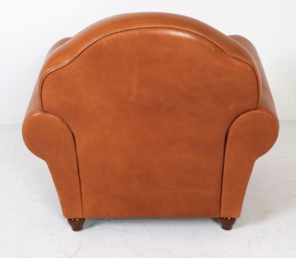 French Art Deco Club Chair Leather Tan Armchair Art Deco Leather Armchair Caramel Color Leather French Club Chair Leather Armchair Art Deco