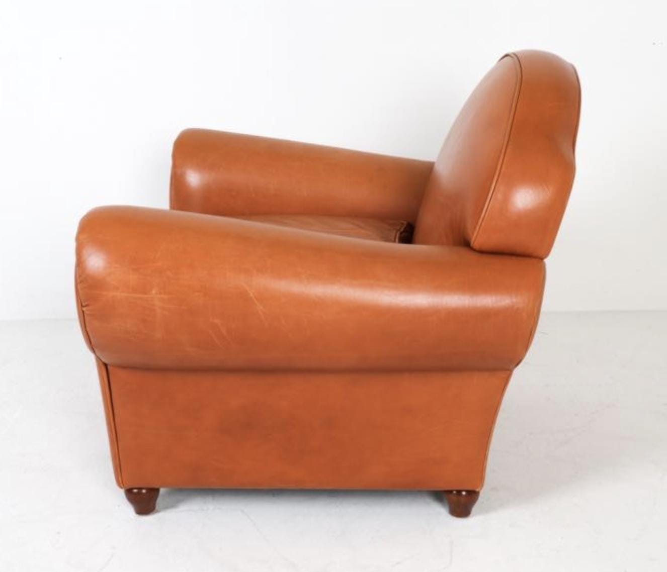 French Art Deco Club Chair Leather Tan Armchair Art Deco Leather Armchair Caramel Color Leather French Club Chair Leather Armchair Art Deco
