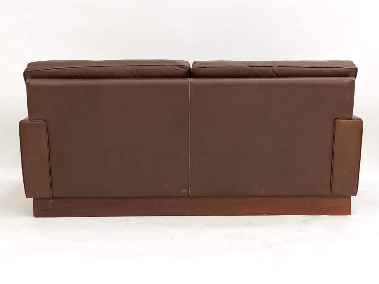 Swedish Brown Leather Sofa Ouch Midcentury Modern Leather Couch style of Arne Norell