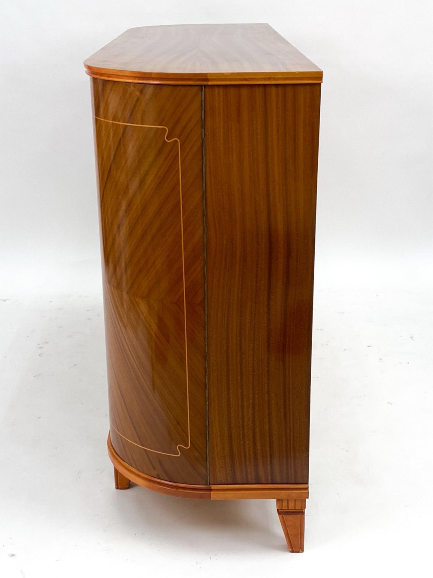 Swedish Sideboard with Inlaid Marquetry Circa 1950 Demilune Credenza