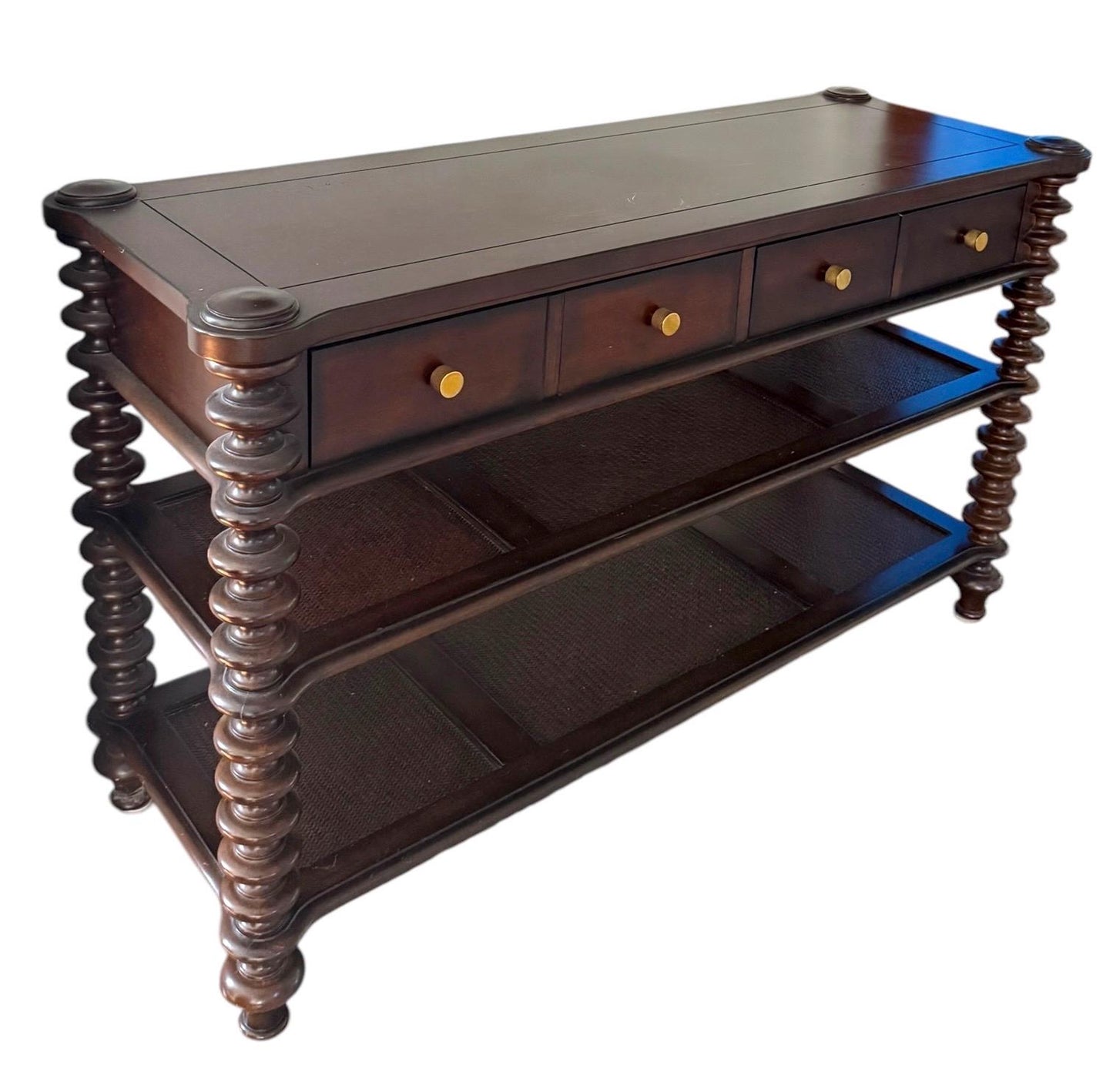 Dark Wood Console or Secretary Desk With Spindle Legs Multi Use Mudroom Entryway Furniture