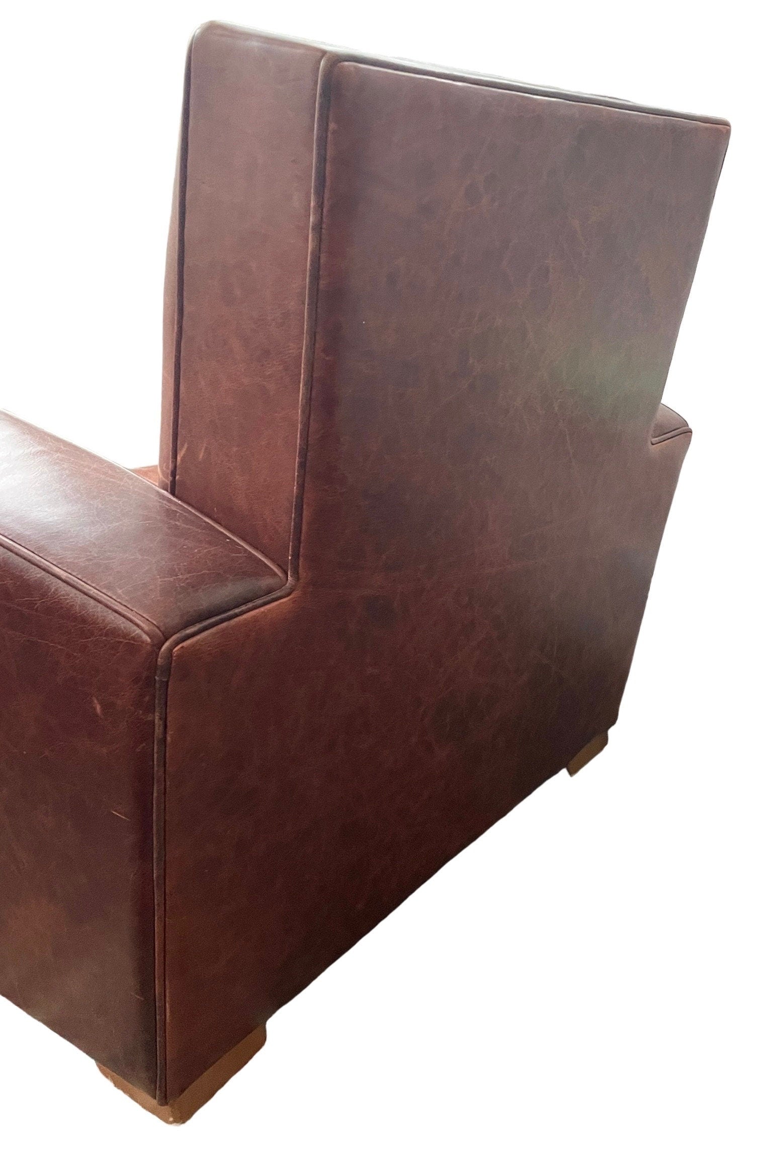French Club Chairs — Leather Pair with Ottoman