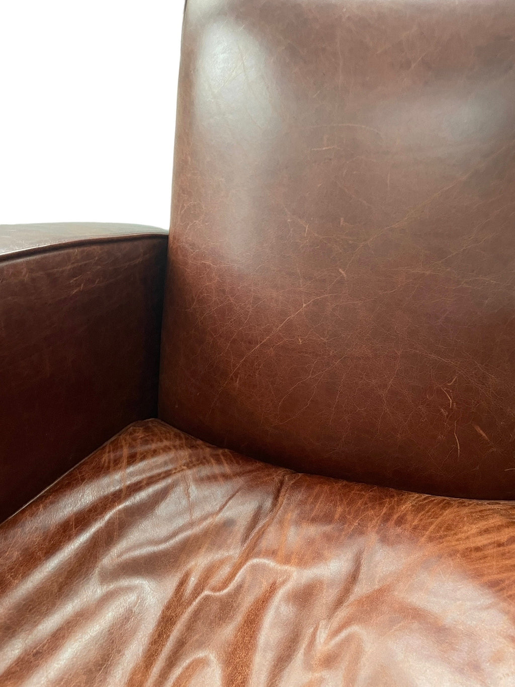 French Club Chairs — Leather Pair with Ottoman