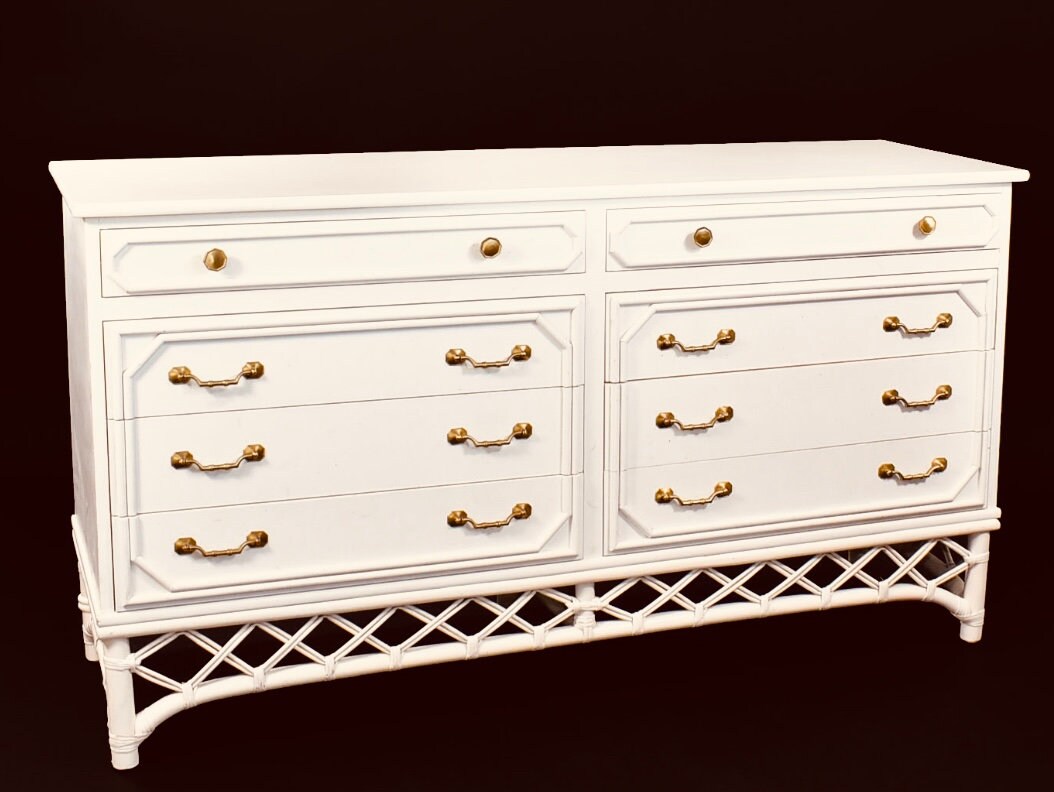Ficks Reed — Vintage Faux Bamboo Dresser, Hollywood Regency
