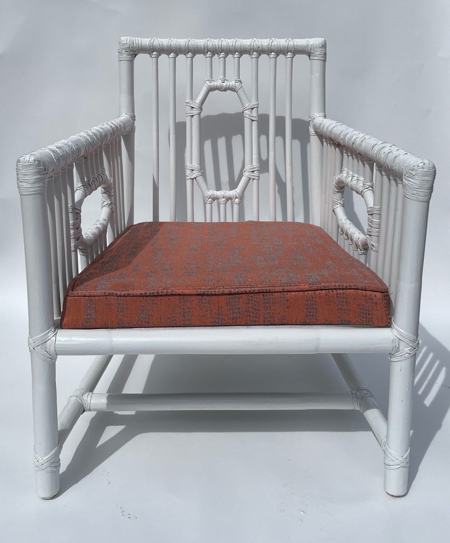 Pair Vintage McGuire Patio Chairs Rattan Armchairs White Vintage Palm Beach Patio Chairs White Rattan Chairs