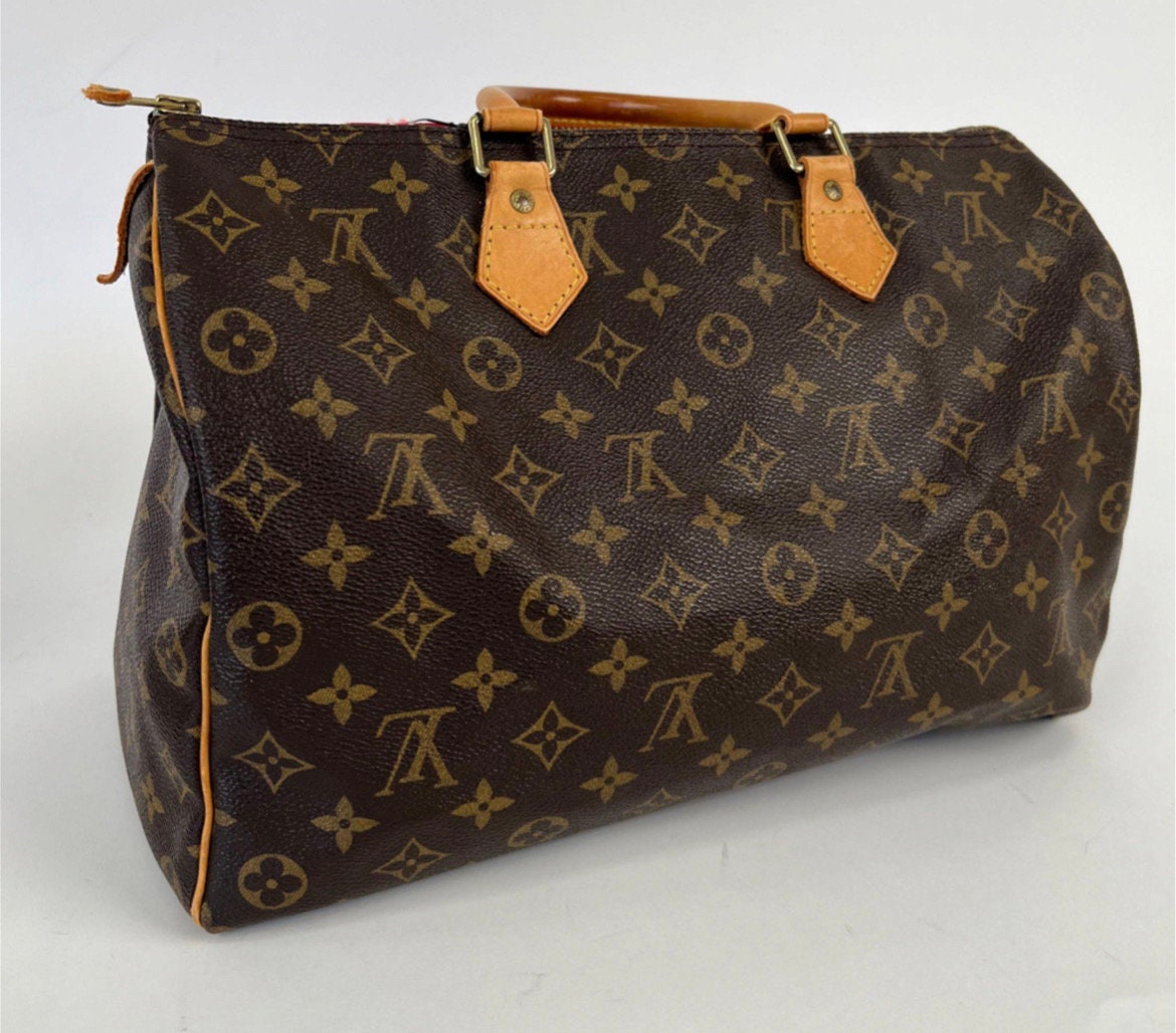 Vintage Louis Vuitton Handbag VINTAGE SPEEDY 35 Monogrammed LV Purse Free Shipping