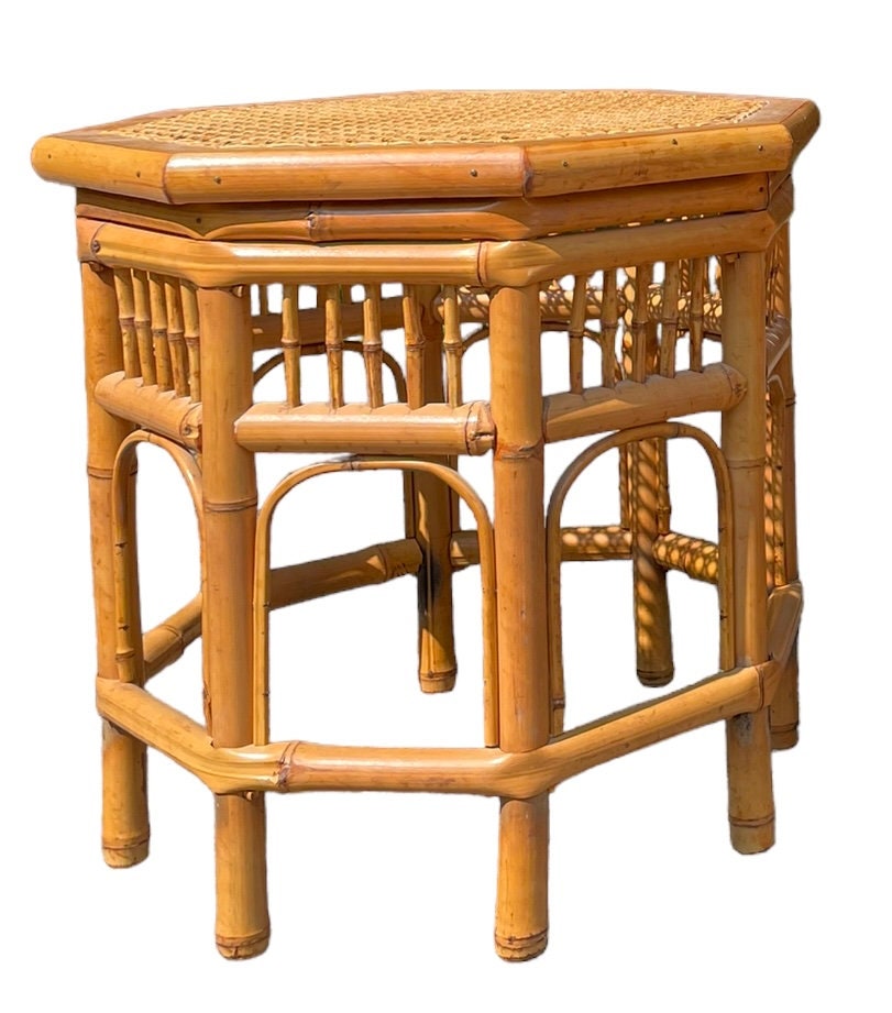 Chinese Chippendale — Vintage Cane Side Table