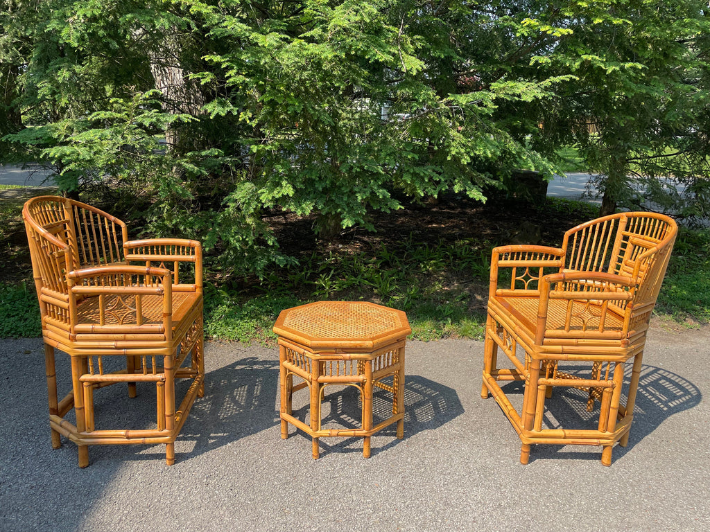 Chinese Chippendale — Vintage Cane Side Table