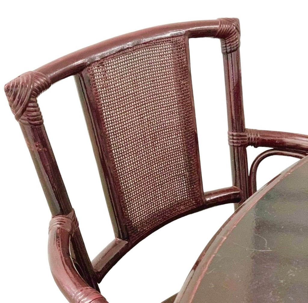 1960s Vintage Ficks Reed Style Rattan Cane Patio Dining Set Gorgeous Breakfast Table Dining Set Hollywood Regency Vintage