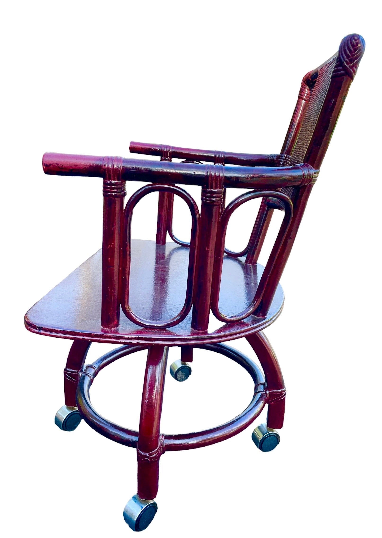 1960s Vintage Ficks Reed Style Rattan Cane Patio Dining Set Gorgeous Breakfast Table Dining Set Hollywood Regency Vintage