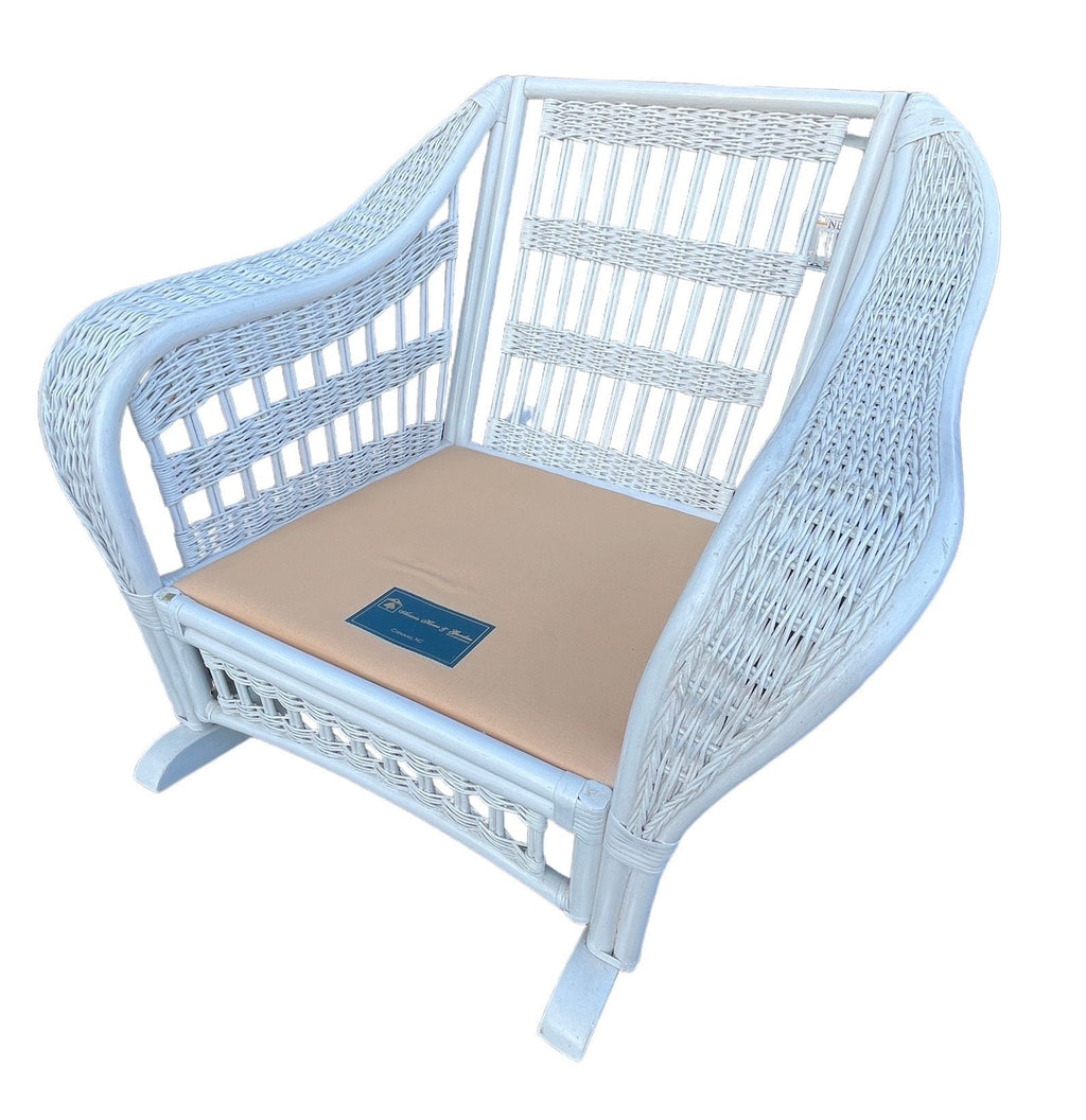 White Wicker — Rocking Armchair
