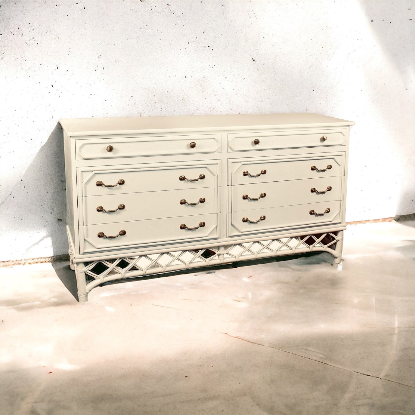 Ficks Reed — Vintage Faux Bamboo Dresser, Hollywood Regency