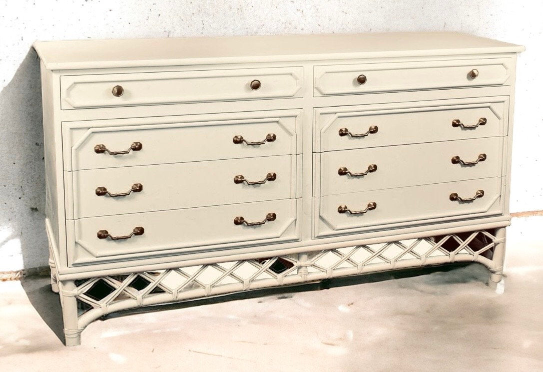 Ficks Reed — Vintage Faux Bamboo Dresser, Hollywood Regency