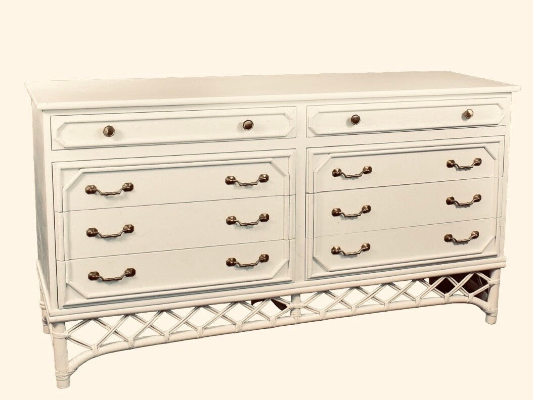 Ficks Reed — Vintage Faux Bamboo Dresser, Hollywood Regency