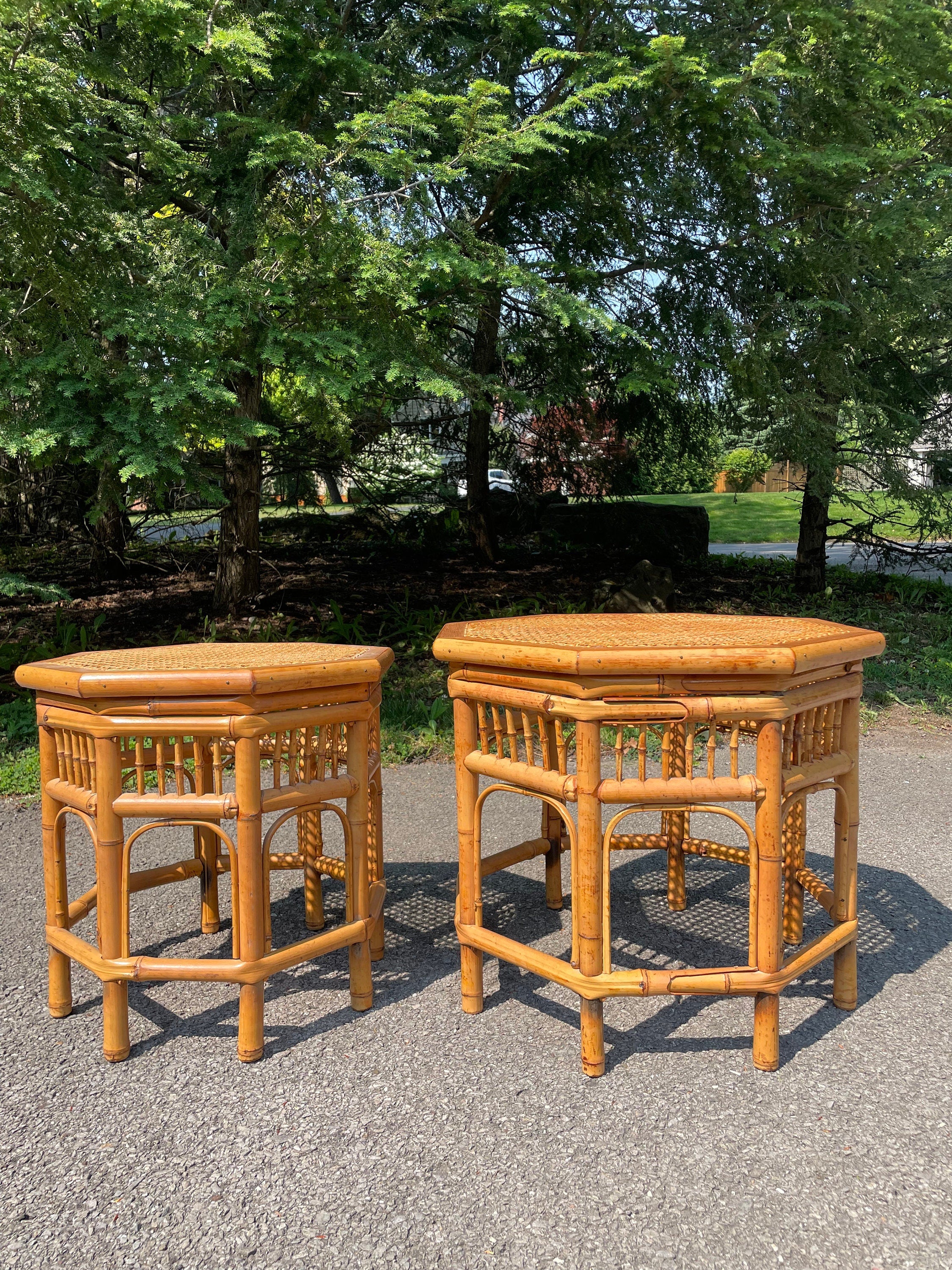 Chinese Chippendale — Vintage Cane Side Table