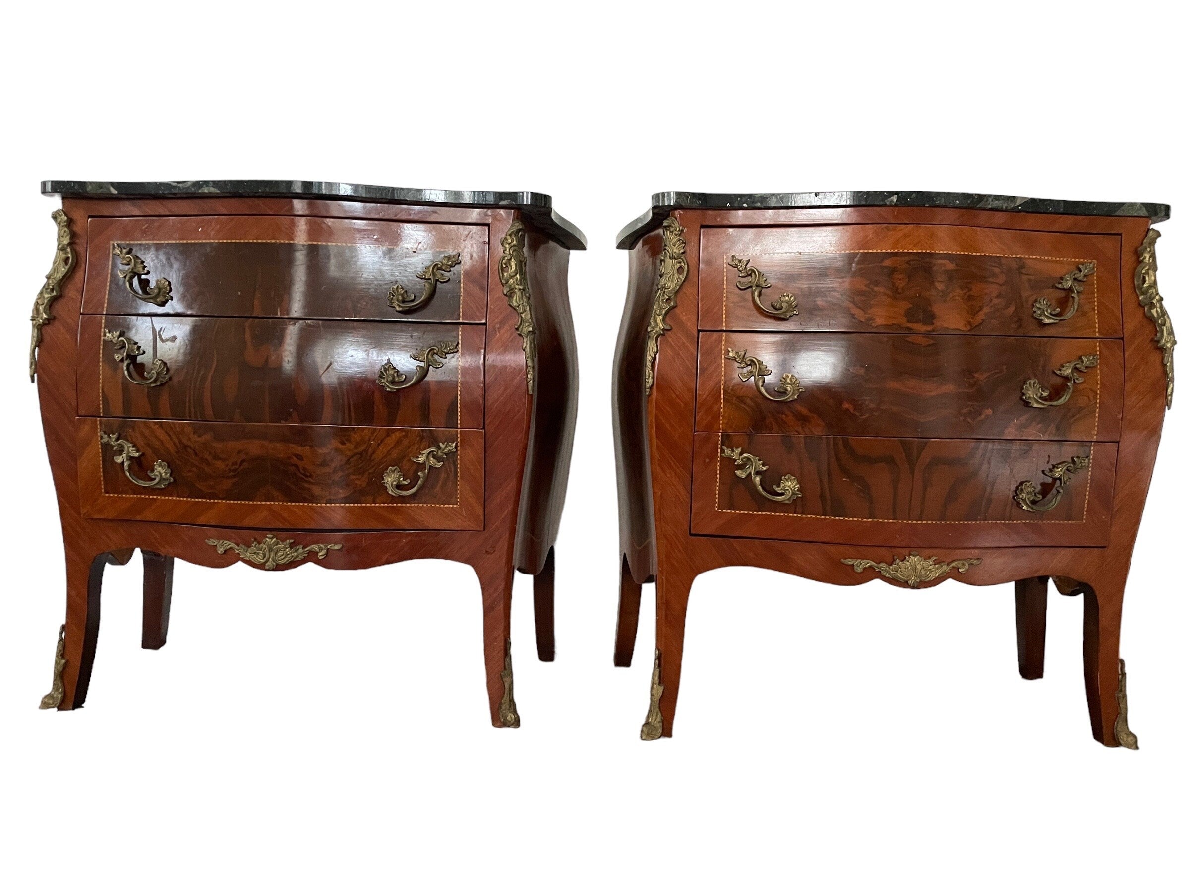 French Louis XV — Bombe Commode, Pair