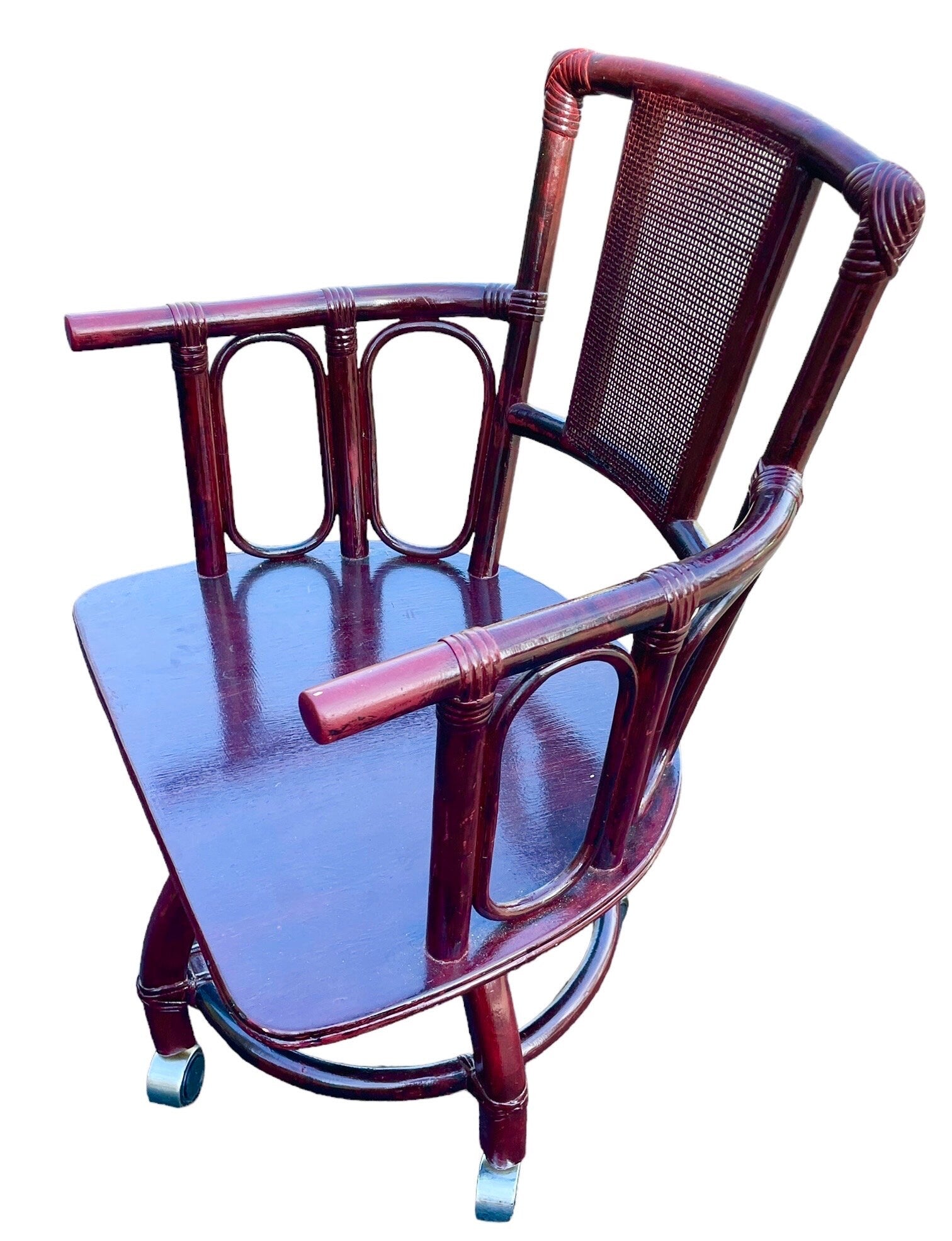 1960s Vintage Ficks Reed Style Rattan Cane Patio Dining Set Gorgeous Breakfast Table Dining Set Hollywood Regency Vintage