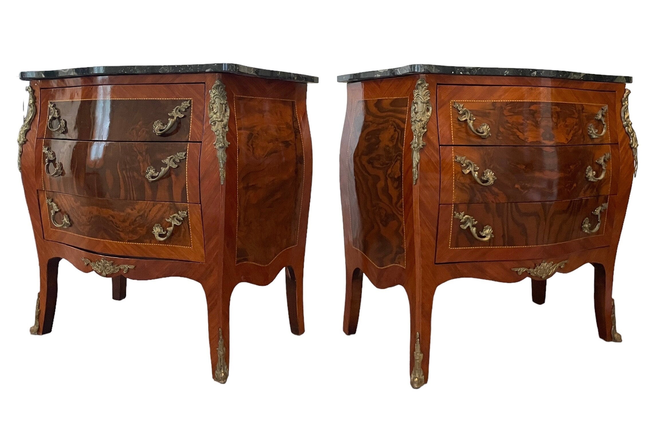 French Louis XV — Bombe Commode, Pair