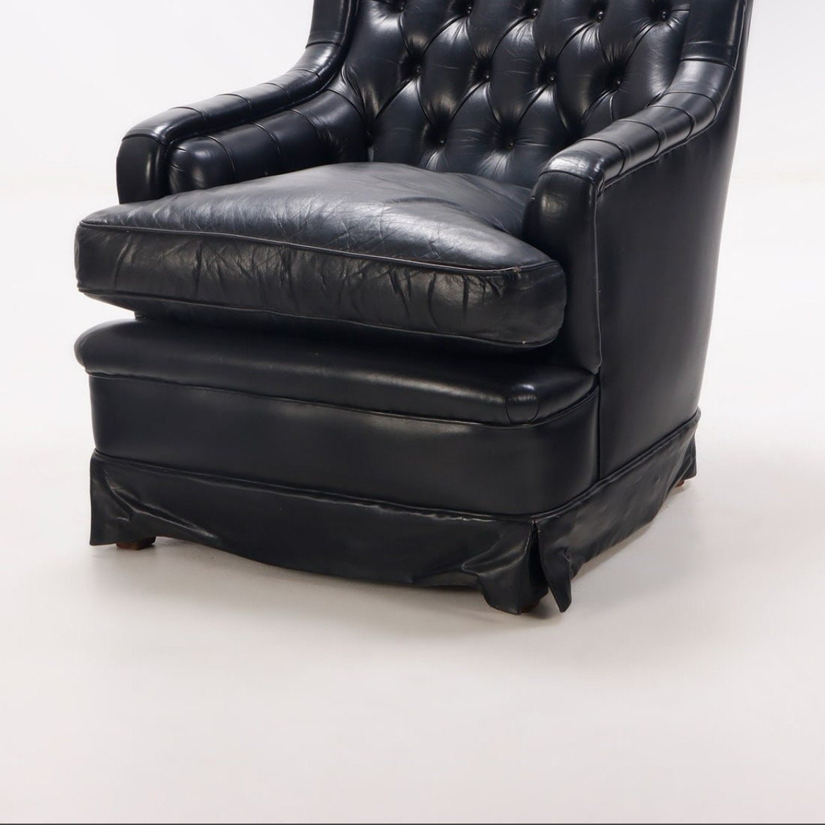 French Chesterfield — Leather Club Chairs, Pair
