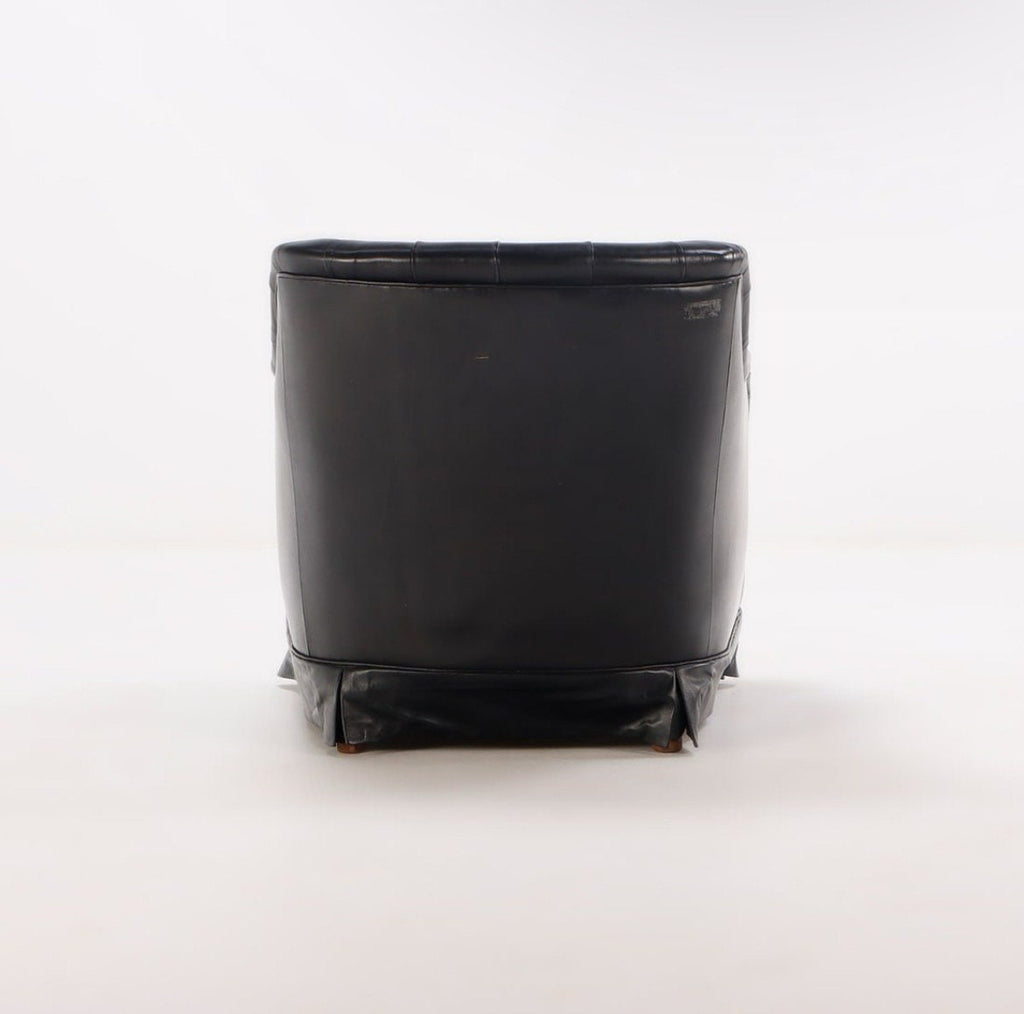 French Chesterfield — Leather Club Chairs, Pair