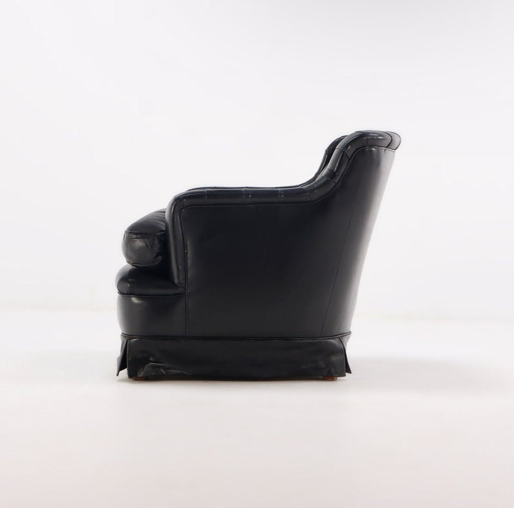 French Chesterfield — Leather Club Chairs, Pair
