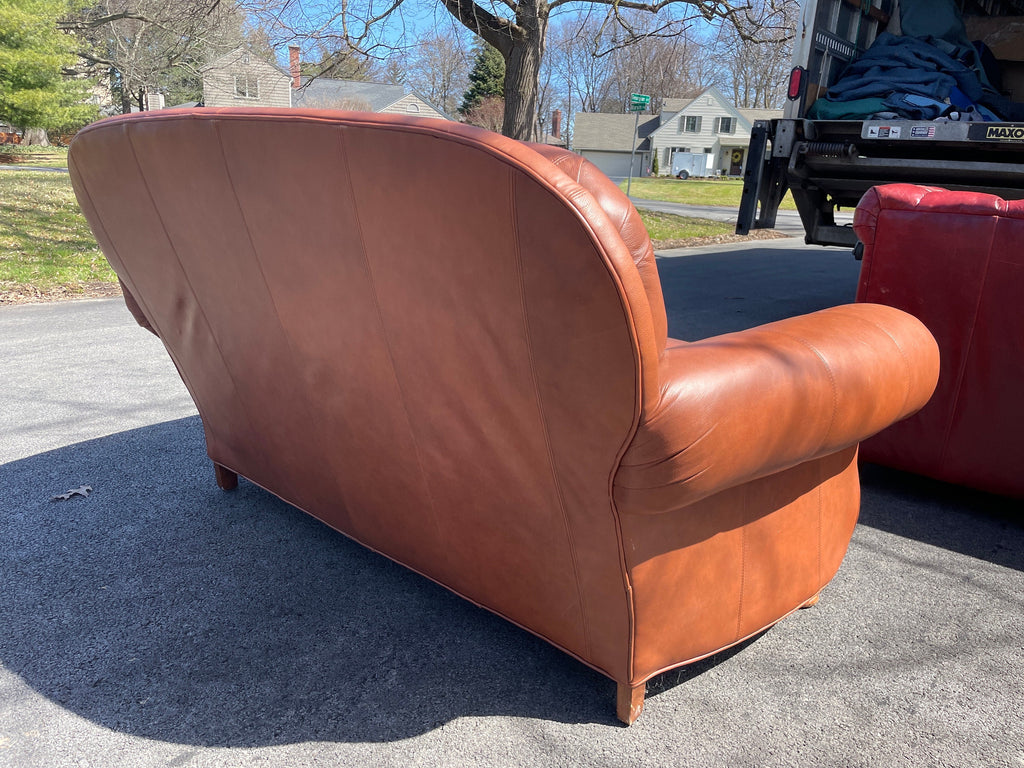 Temple — Vintage Leather Sofa, Nailhead Trim
