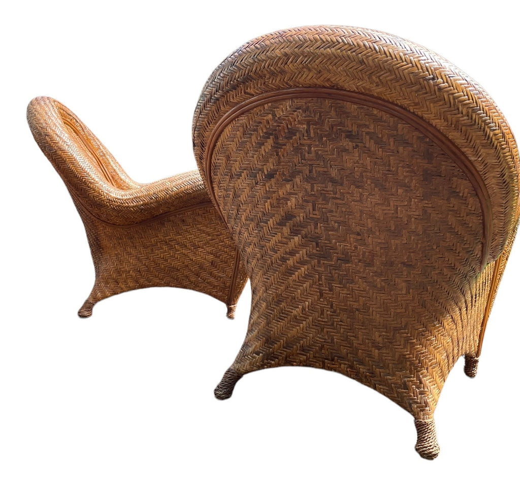 Pottery Barn Malabar — Wicker Armchairs, Pair