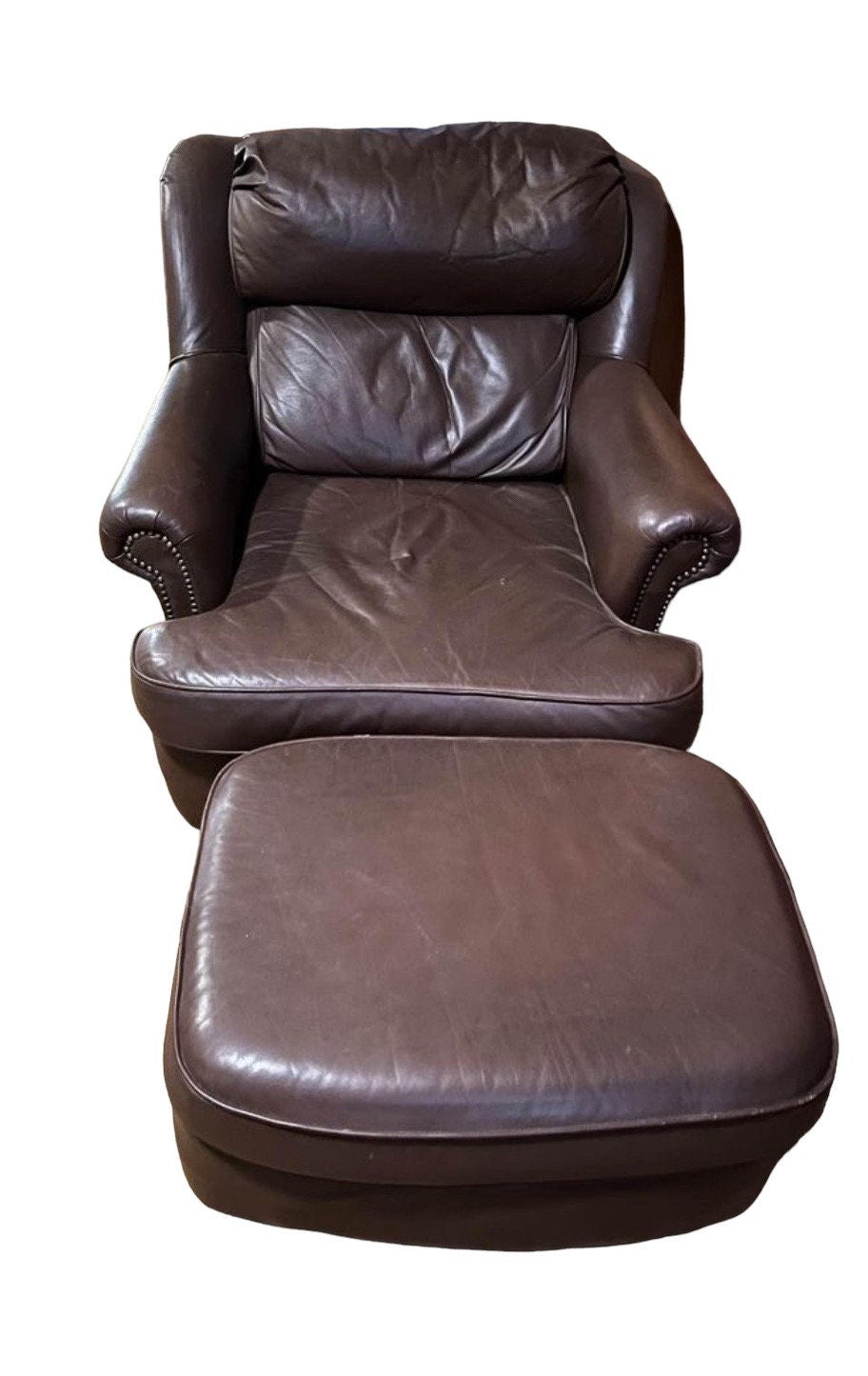 Brown Leather Armchair Leather Club Chair With Ottoman in the style of Restoration Hardware Leather Armchair Plus Ottoman