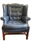 Leather Wingback — Armchair and Ottoman