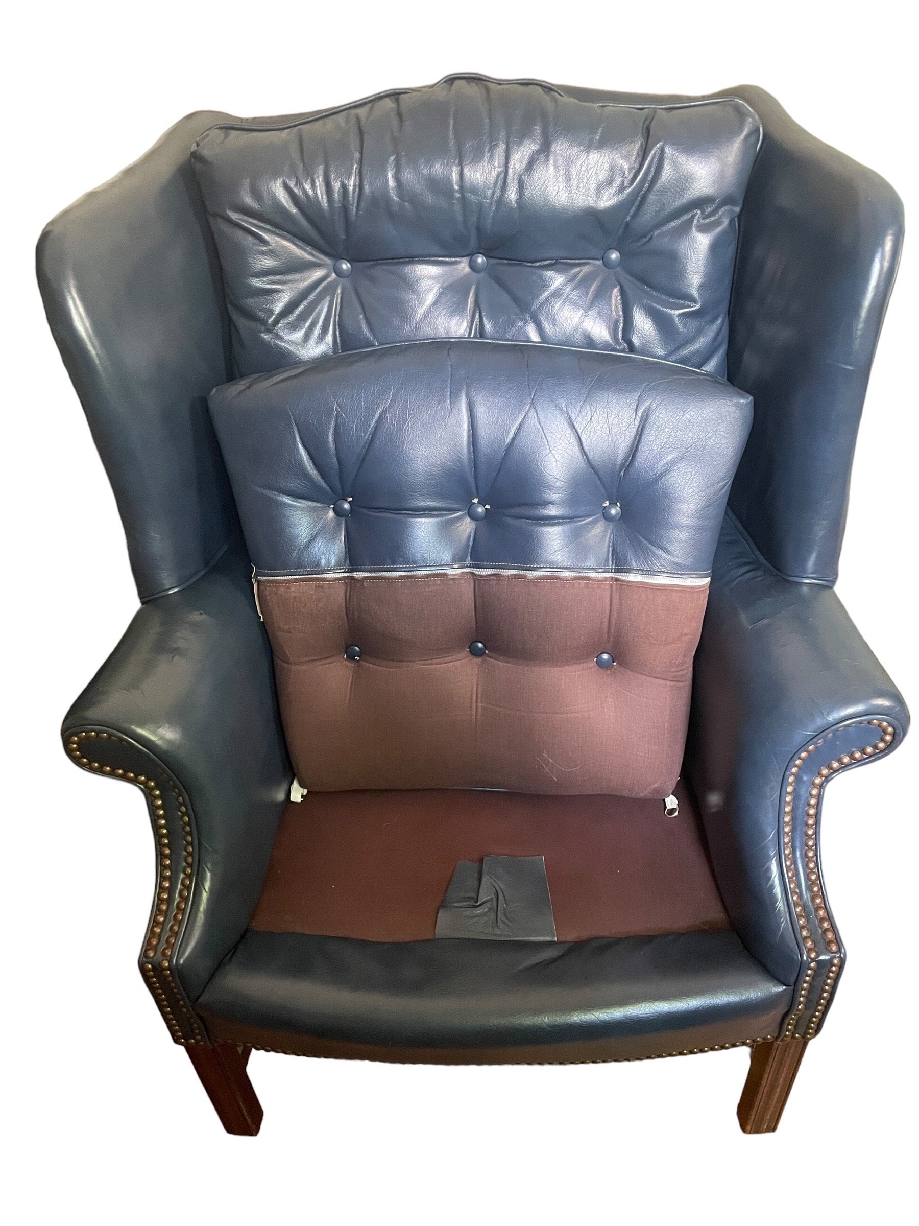 Leather Wingback — Armchair and Ottoman
