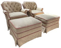Vintage Armchairs — Pair with Ottomans