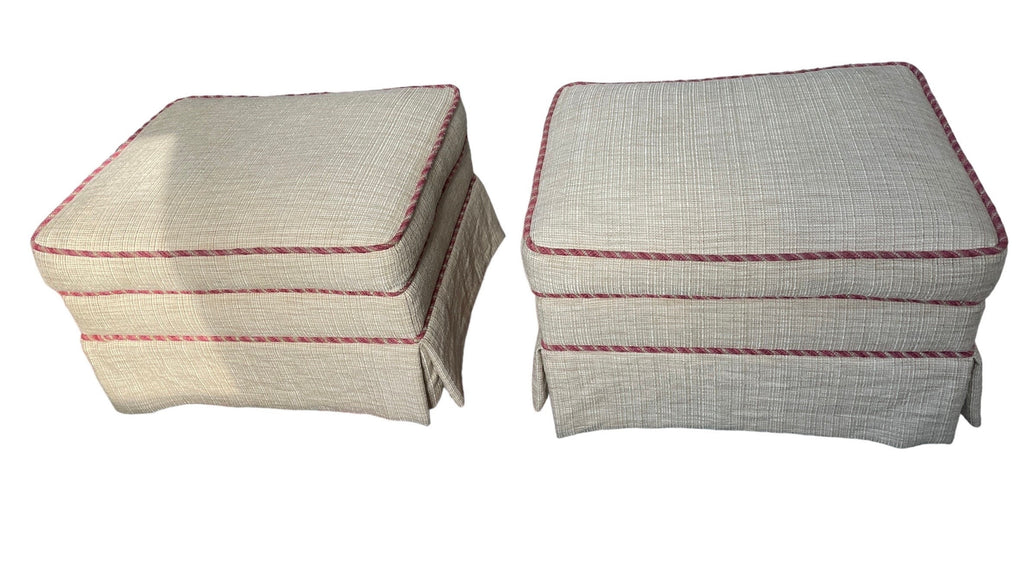 Vintage Armchairs — Pair with Ottomans