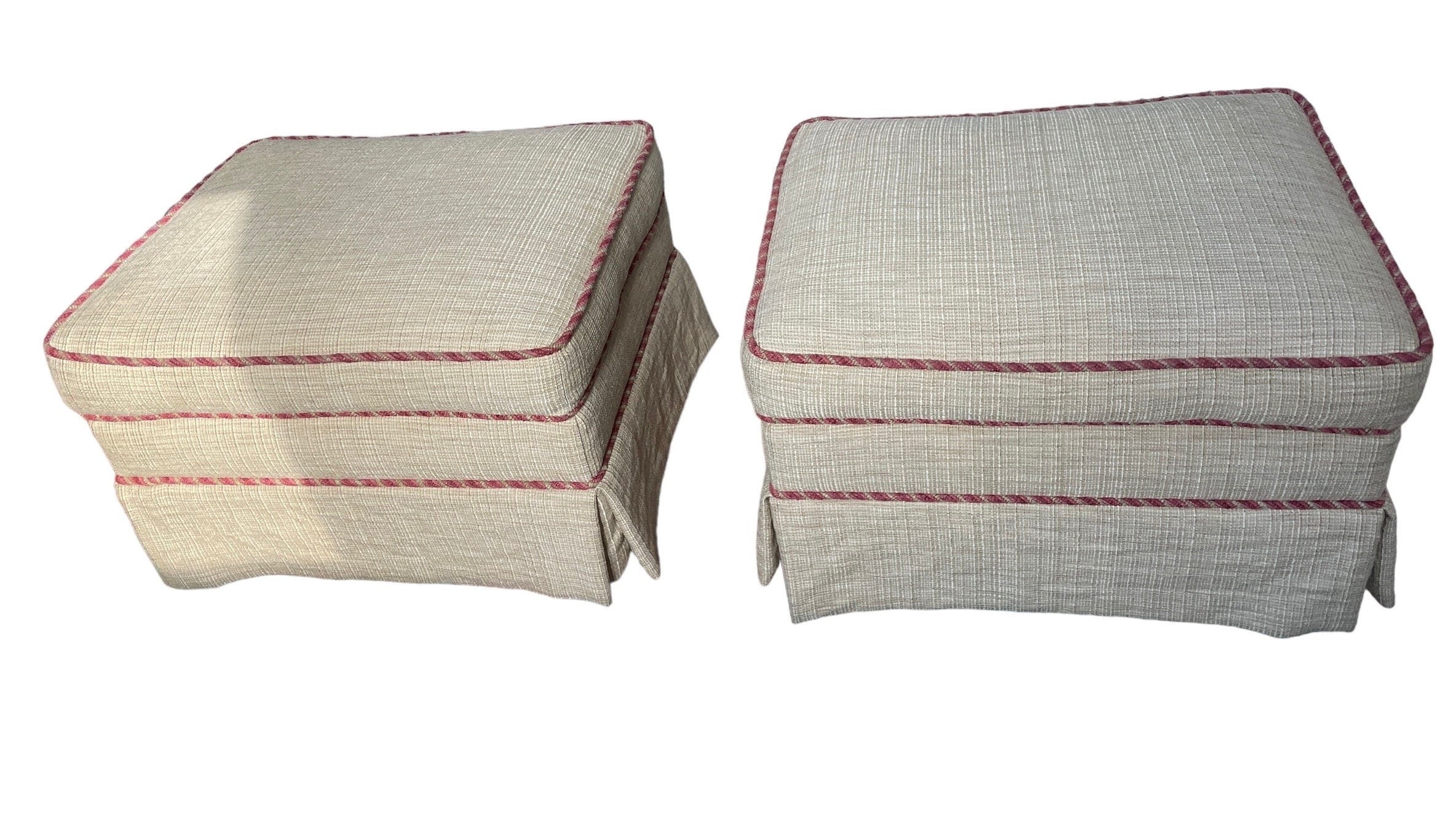 Vintage Armchairs — Pair with Ottomans