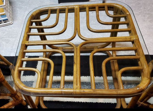 1960s Vintage Brown Jordan Coffee Table Bamboo Rattan Accent Table Chippendale Palm Beach Brighton Pavilion End Table