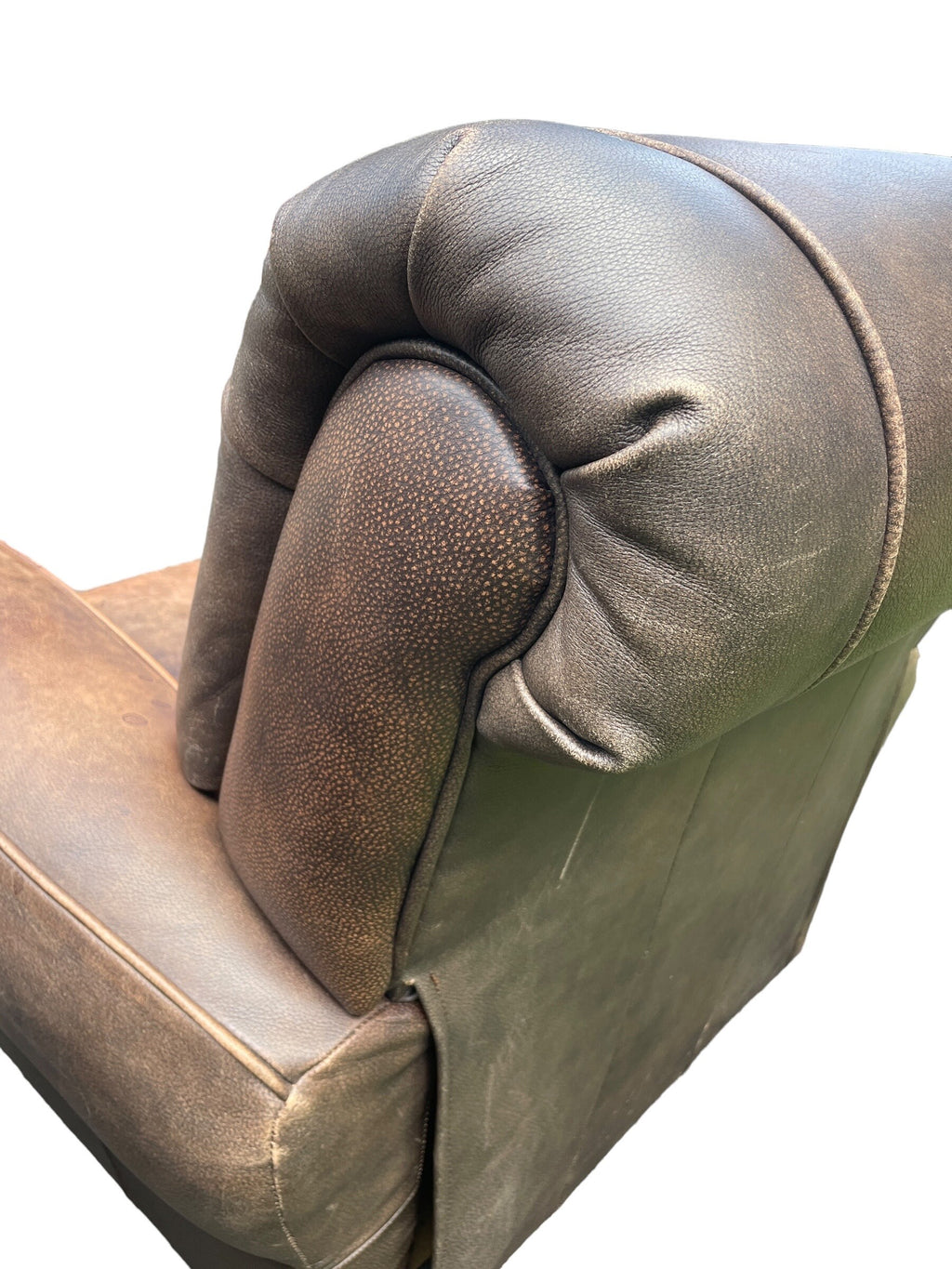 Leather Armchair Pair Klaussner Brand Recliners Restoration Hardware Style Ralph Lauren Style Armchairs Brown RECLINING