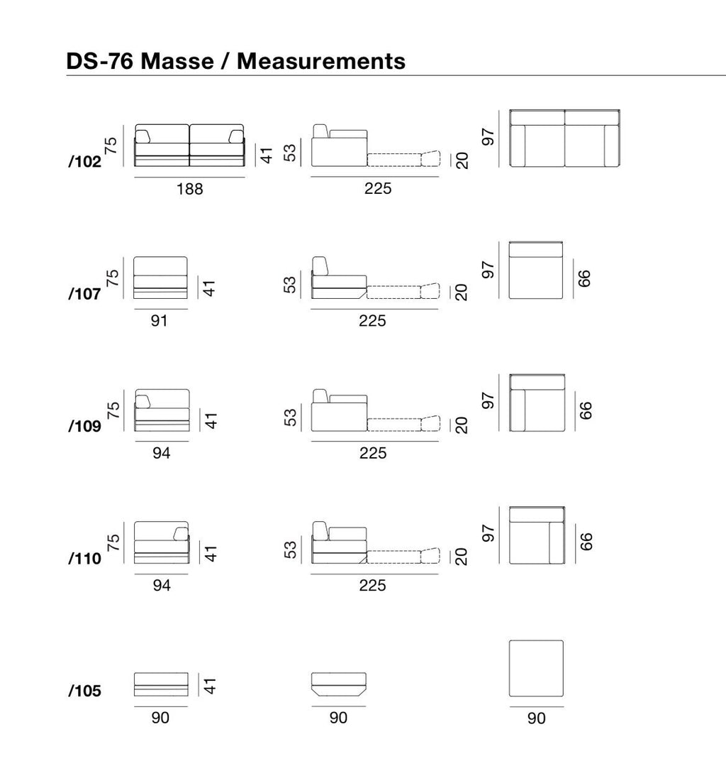 De Sede DS-76 — Modular Leather Sofa