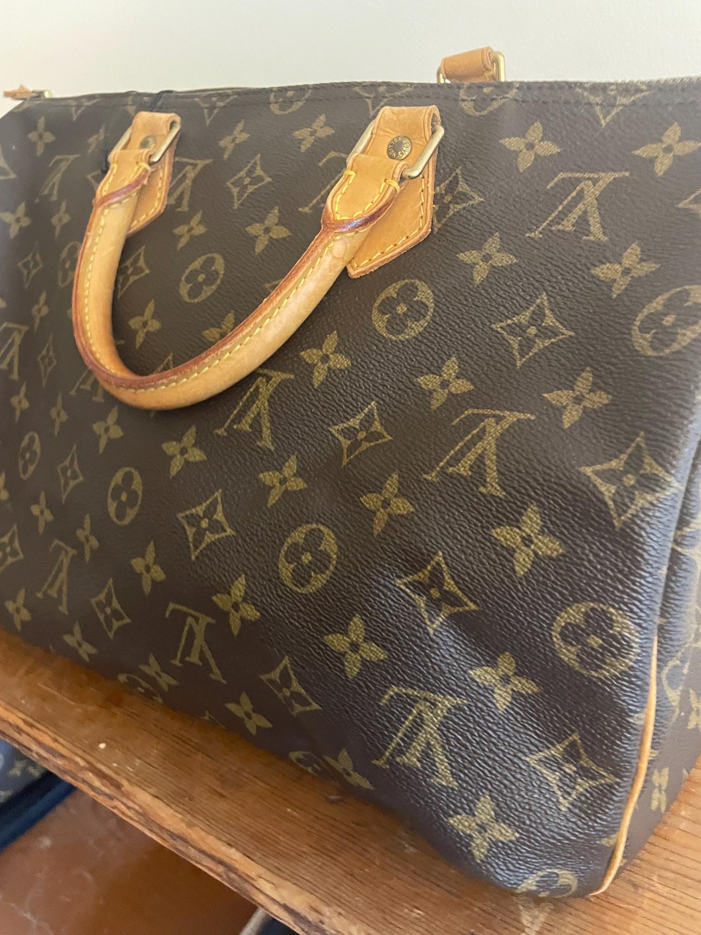 Vintage Louis Vuitton Handbag VINTAGE SPEEDY 35 Monogrammed LV Purse Free Shipping