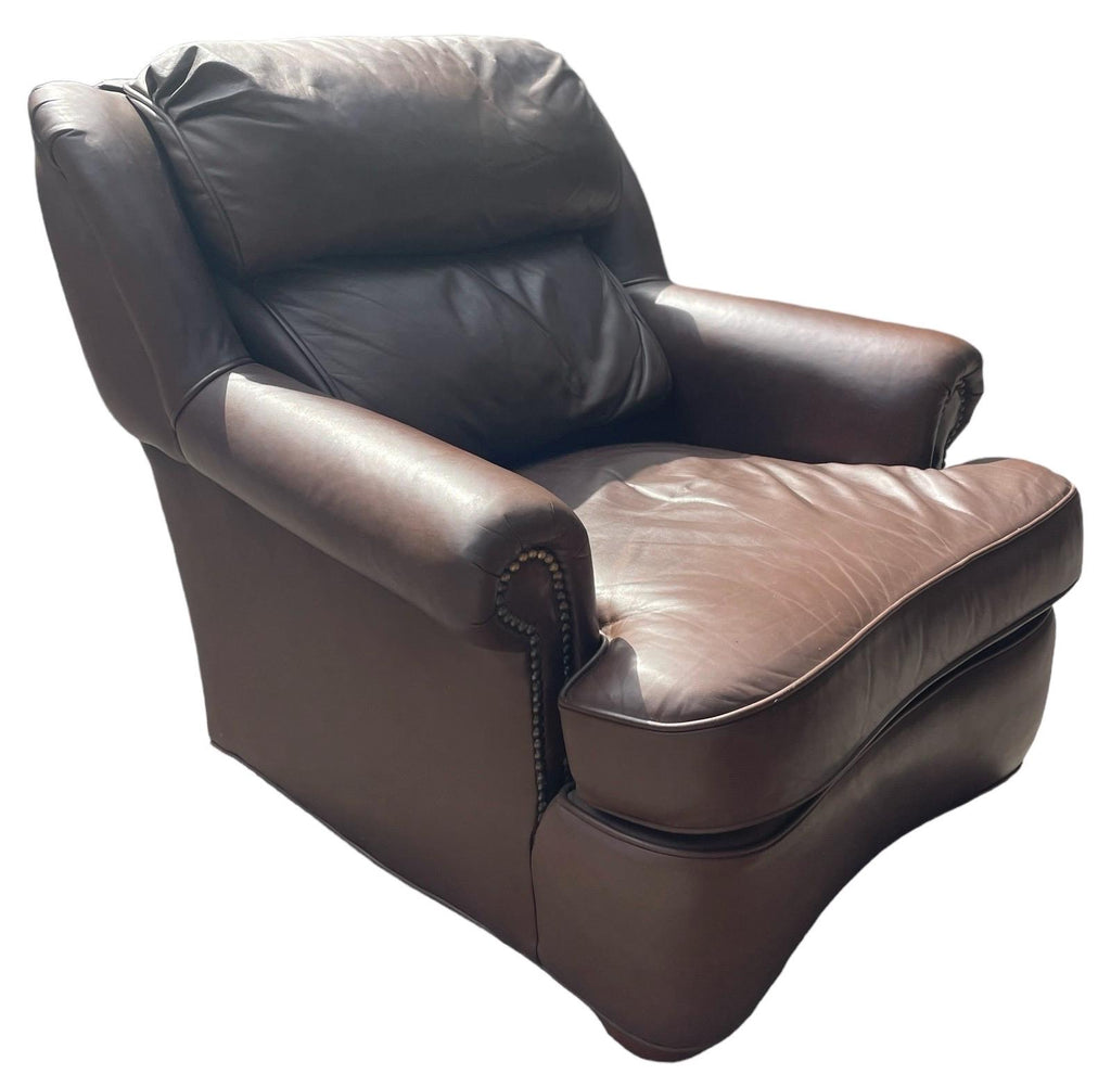 Leather Club Chair — with Ottoman
