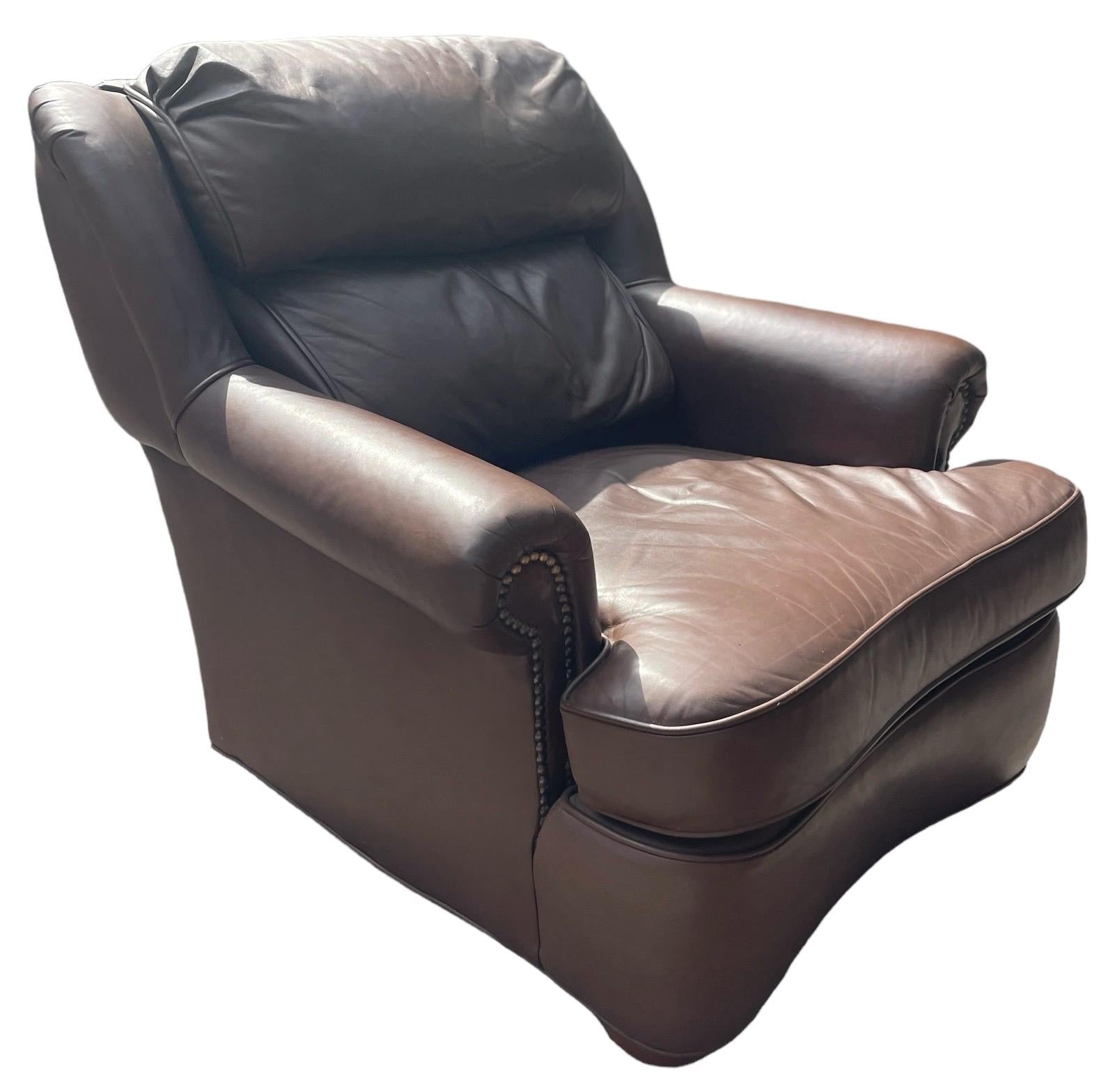 Leather Club Chair — with Ottoman