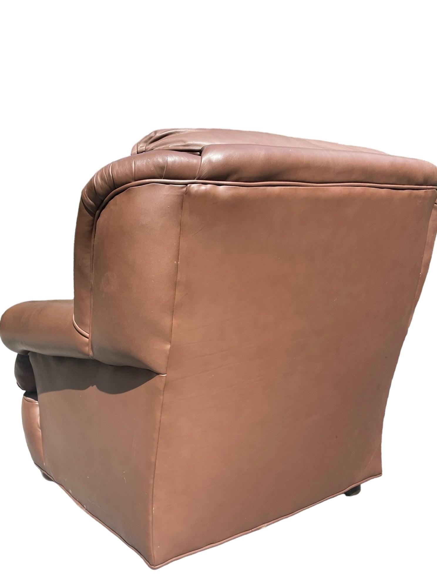 Leather Club Chair — with Ottoman