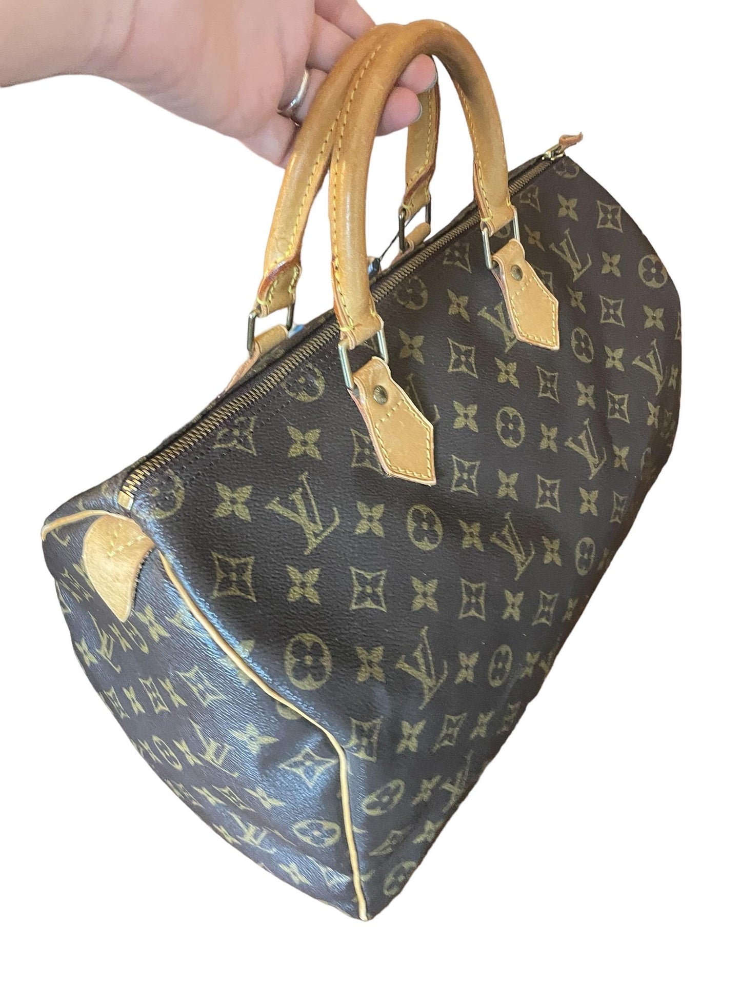 Vintage Louis Vuitton Handbag VINTAGE SPEEDY 35 Monogrammed LV Purse Free Shipping