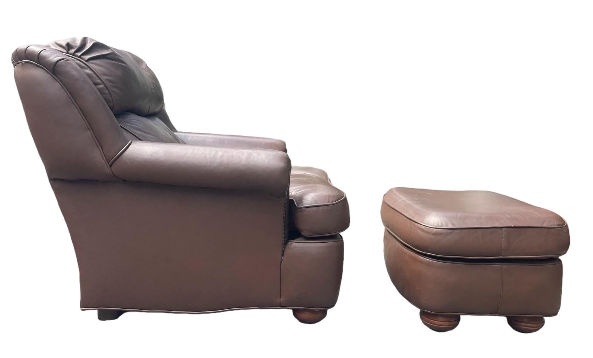 Leather Club Chair — with Ottoman