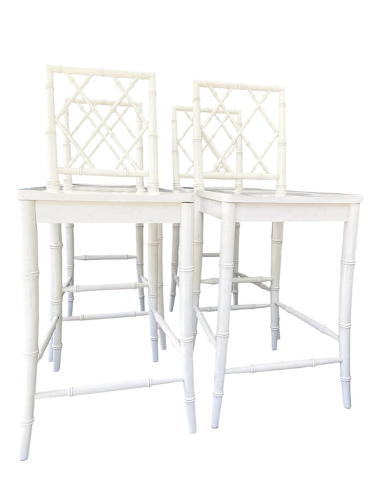 Vintage Barstools Faux Bamboo Barstool Set of White Barstools Palm Beach Hollywood Regency Style Barstools