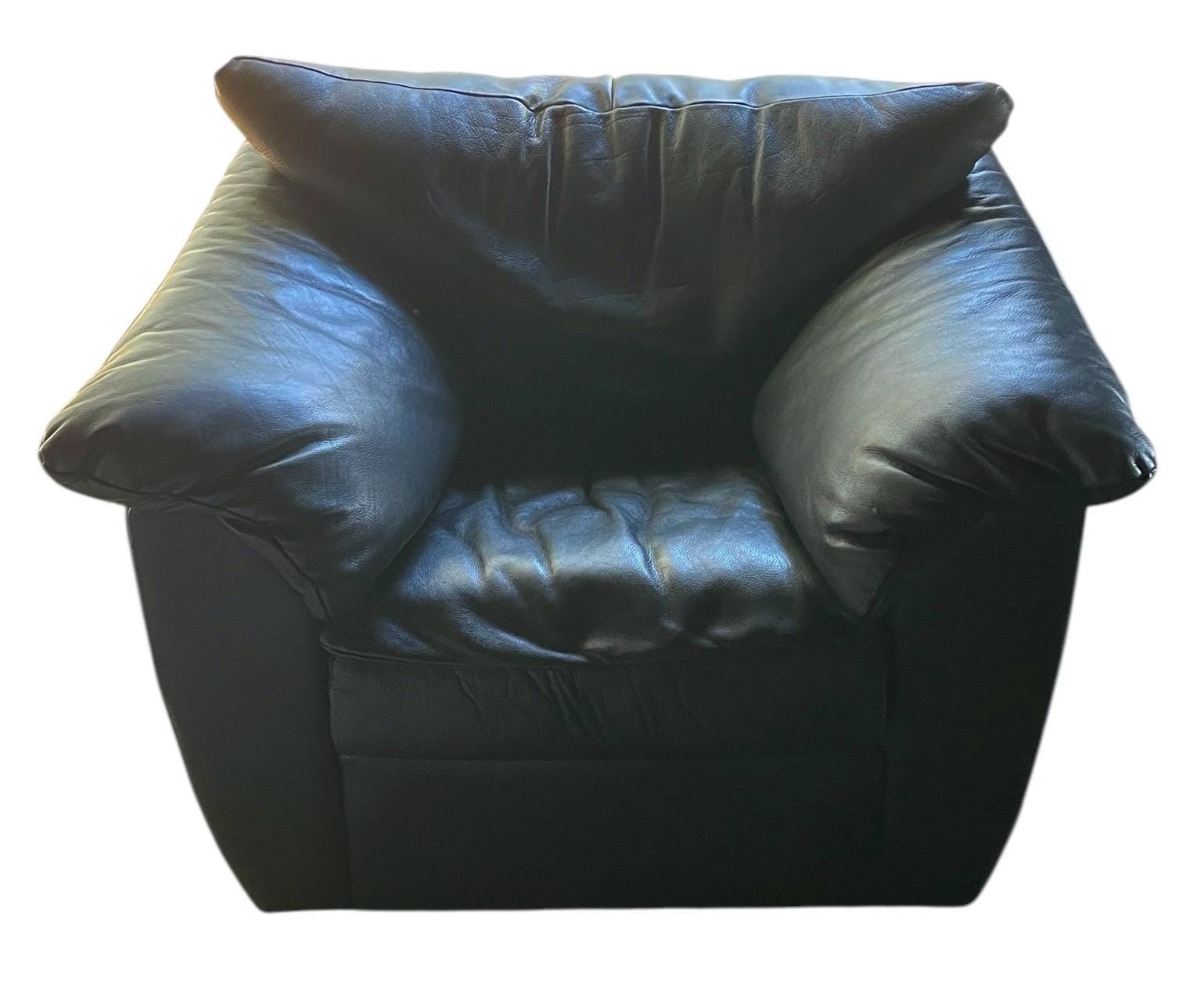 Black Leather Postmodern Armchair Vintage Black Postmodern Leather Armchair Postmodern Living Room Set Black Leather Style of Roche Bobois