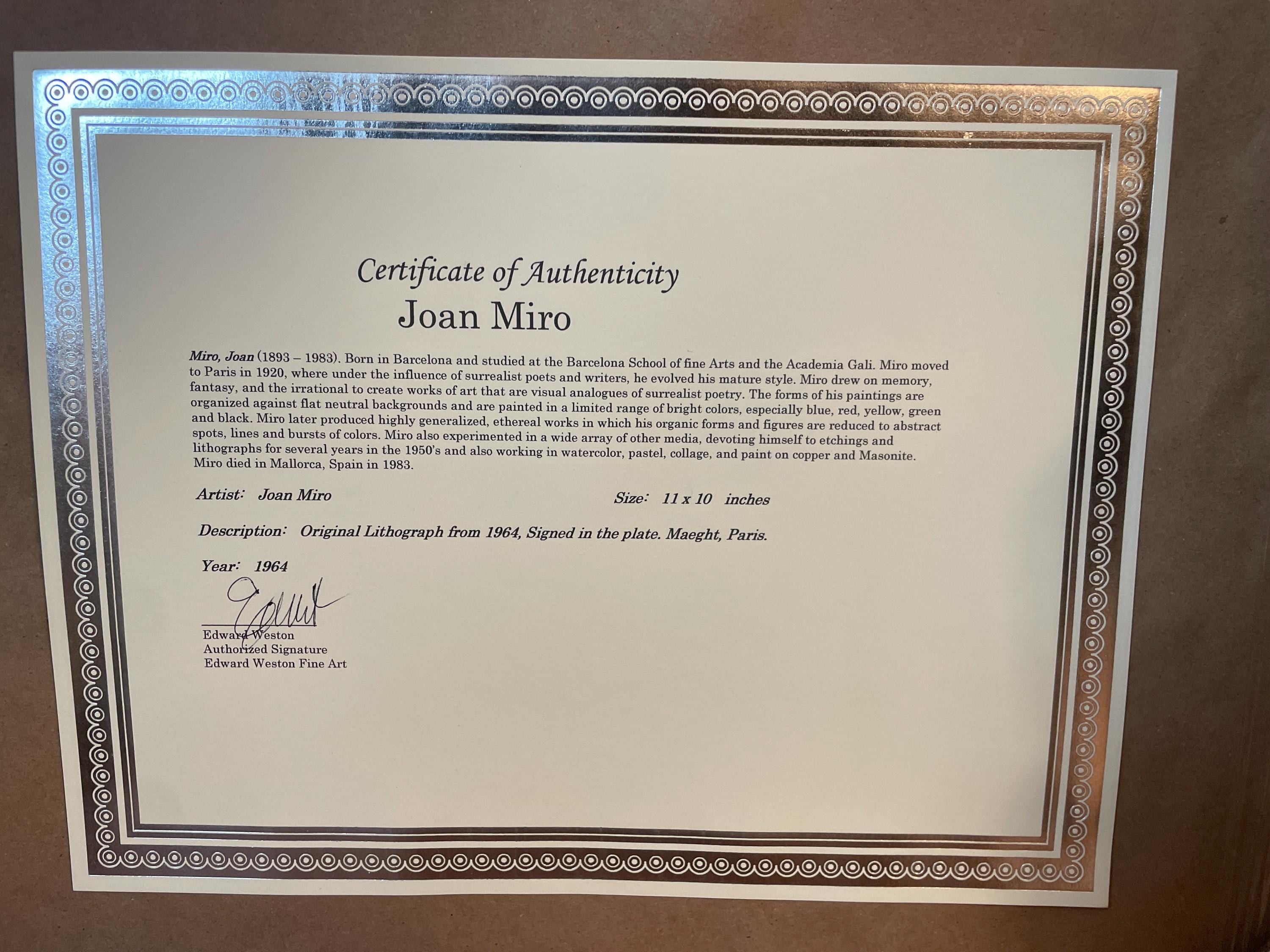 Joan Miro — Lithograph