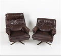 Leather Armchairs Brown Pair of Danish Swivel Armchairs Leather Midcentury Modern Armchairs by Arne Norell Brown Leather