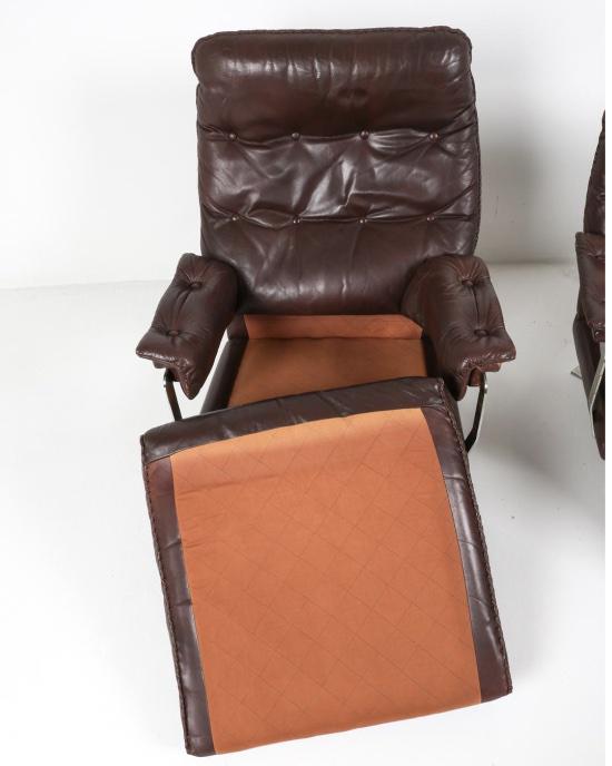 Leather Armchairs Brown Pair of Danish Swivel Armchairs Leather Midcentury Modern Armchairs by Arne Norell Brown Leather